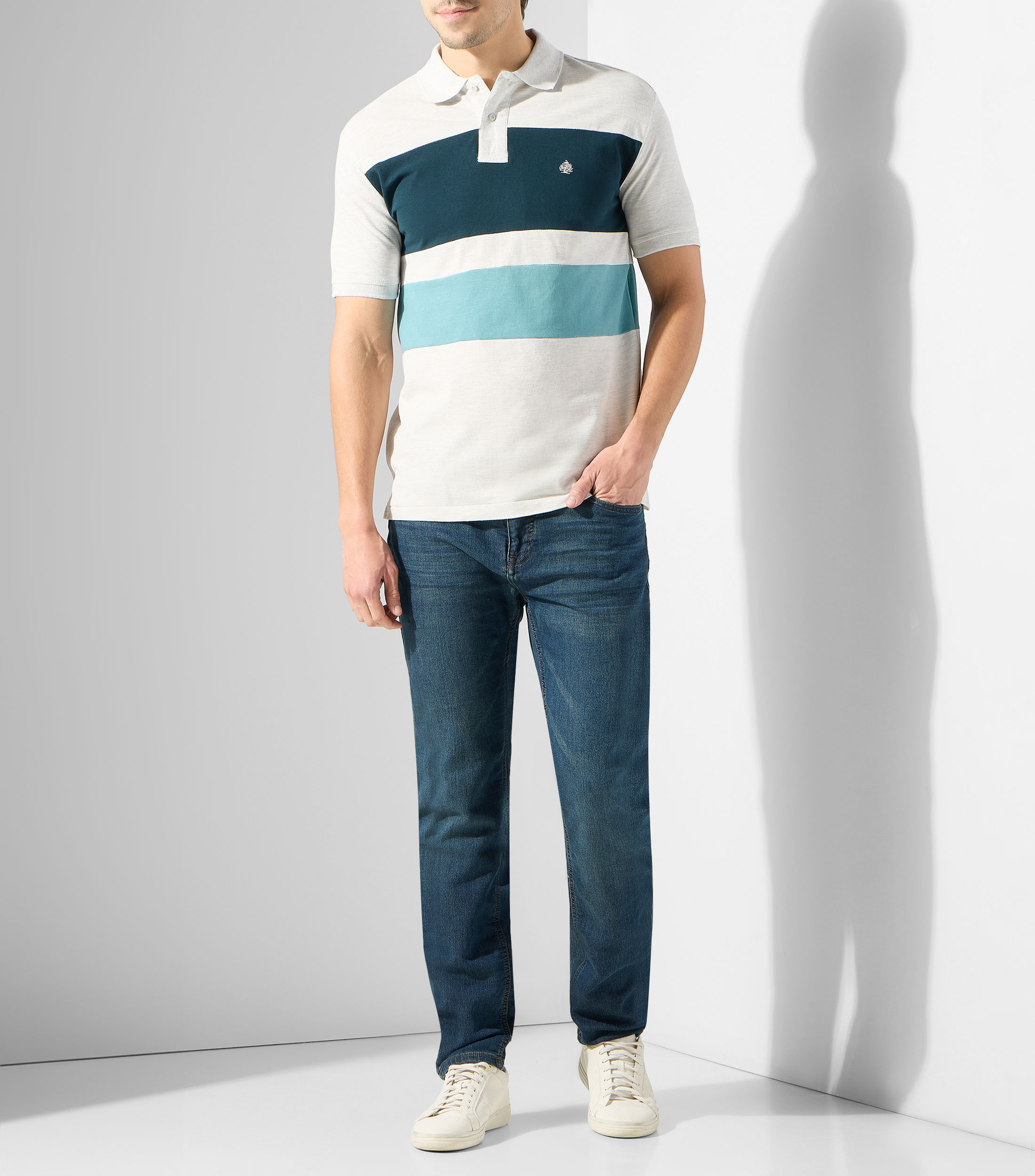 Playera tipo polo manga corta rayas Hombre